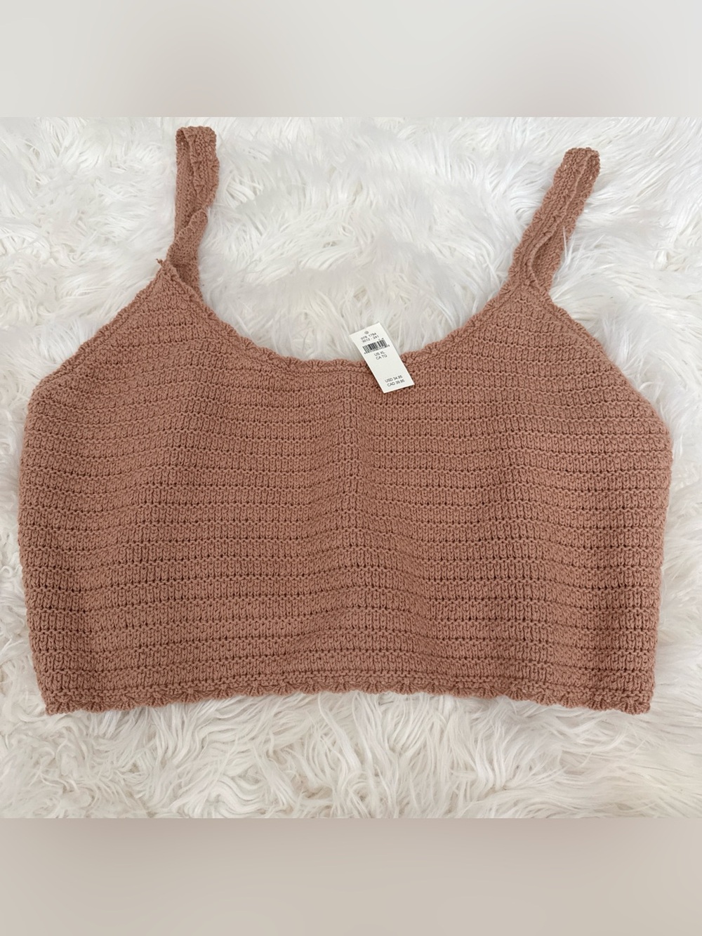 aerie Crocheted Crop Tank - Dusty Rose